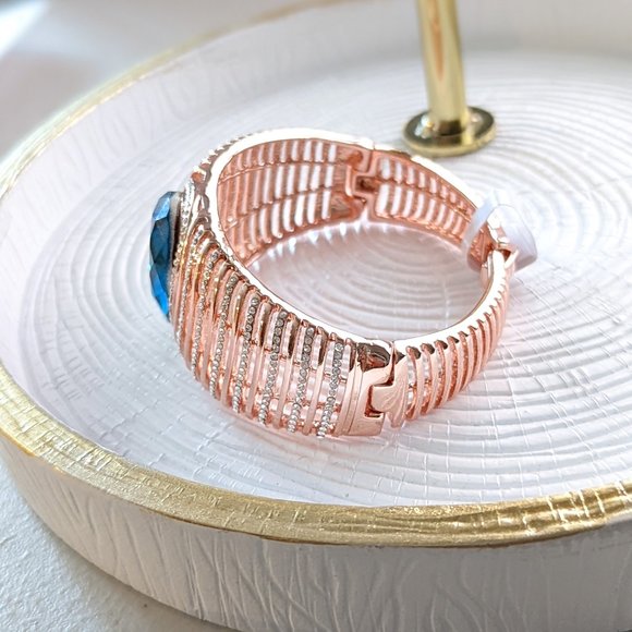 Rose Gold Plated Blue Crystal Opulence Bracelet - Picture 5 of 10